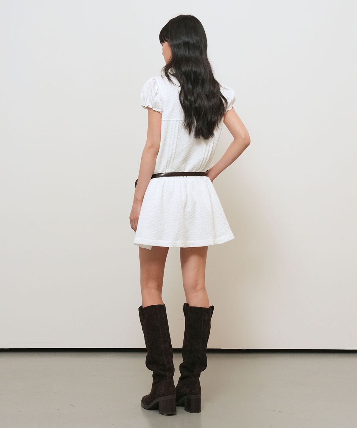 제너럴아이디어(GENERALIDEA) 플로럴 캡 슬리브 미니 원피스 [WHITE] / GF2LOP522