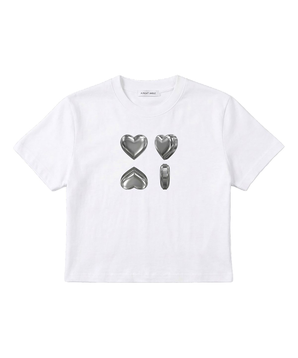 어라이트앵글(ARIGHTANGLE) SILVER HEART CROP TEE 2 (2 COLOR)