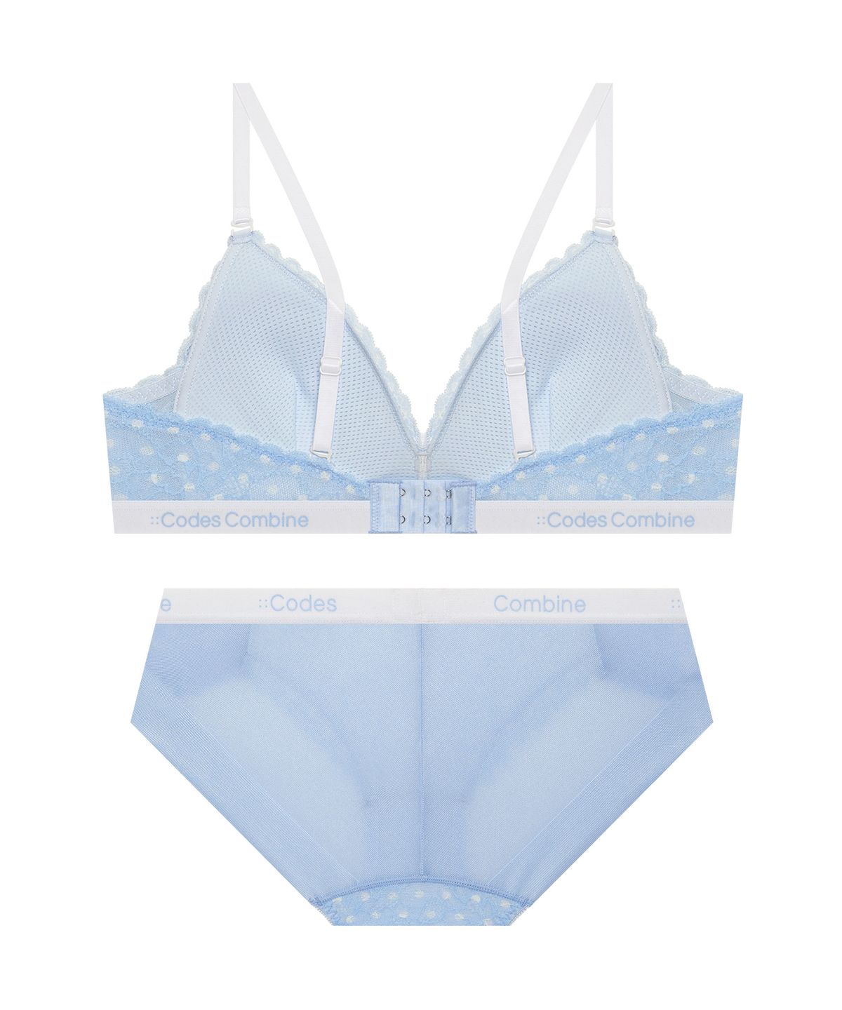 코데즈컴바인 이너웨어(CODES COMBINE INNERWEAR) 아쿠아 도트 레이스 노와이어 브라 햄팬티 세트