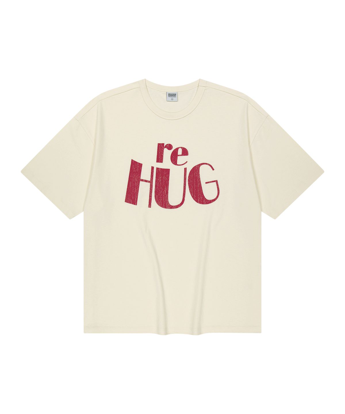 유니버스 가먼트(UNIVERSE GARMENT) RE HUG 크랙 티셔츠_IVORY