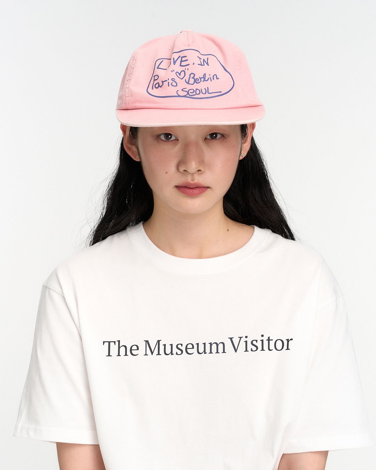 더뮤지엄비지터(THEMUSEUMVISITOR) LOVE IN WASHED BALL CAP (PINK)