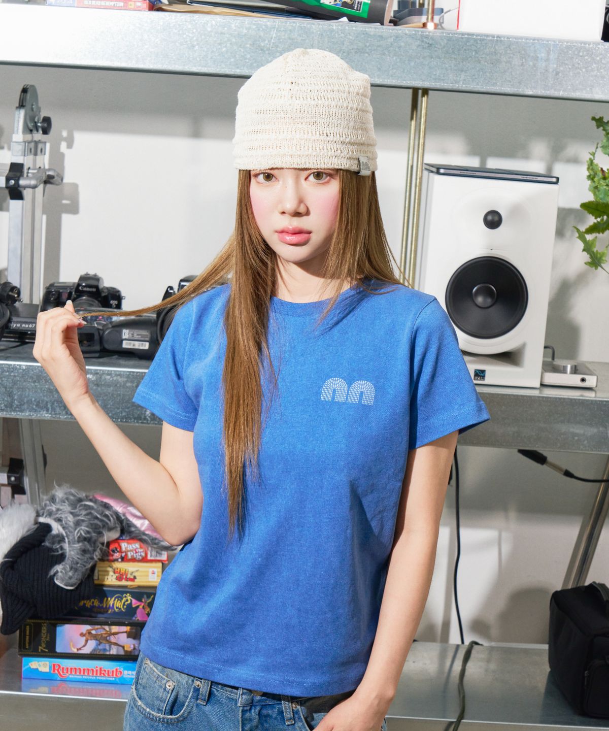 낫뉴(NOT NEW) nn Label Stripe Beanie Cream