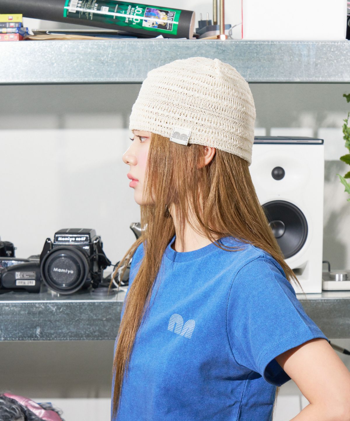 낫뉴(NOT NEW) nn Label Stripe Beanie Cream