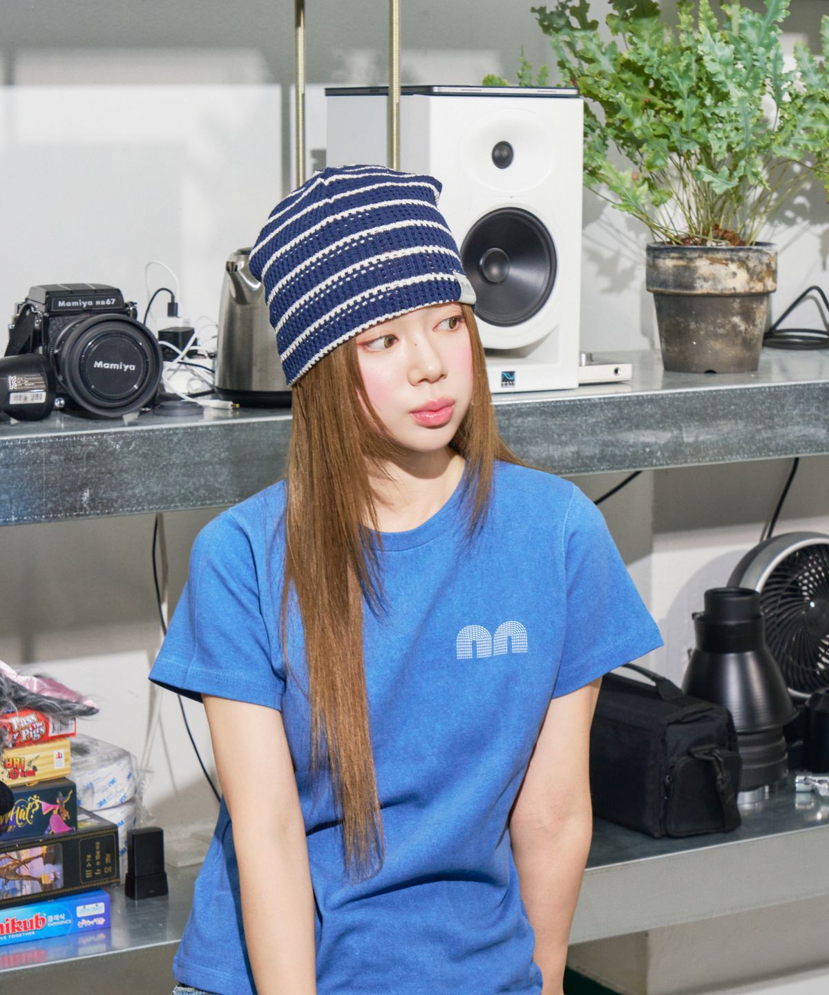 낫뉴(NOT NEW) nn Label Crochet Beanie Navy