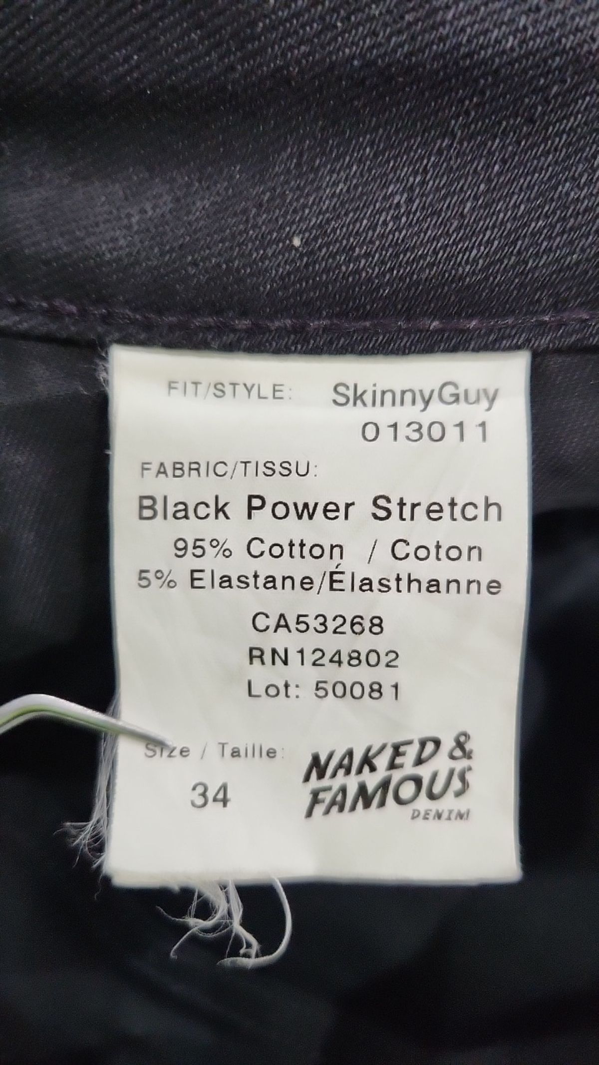네이키드앤페이머스(NAKED&FAMOUS) SkinnyGuy Black Power Stretch 34