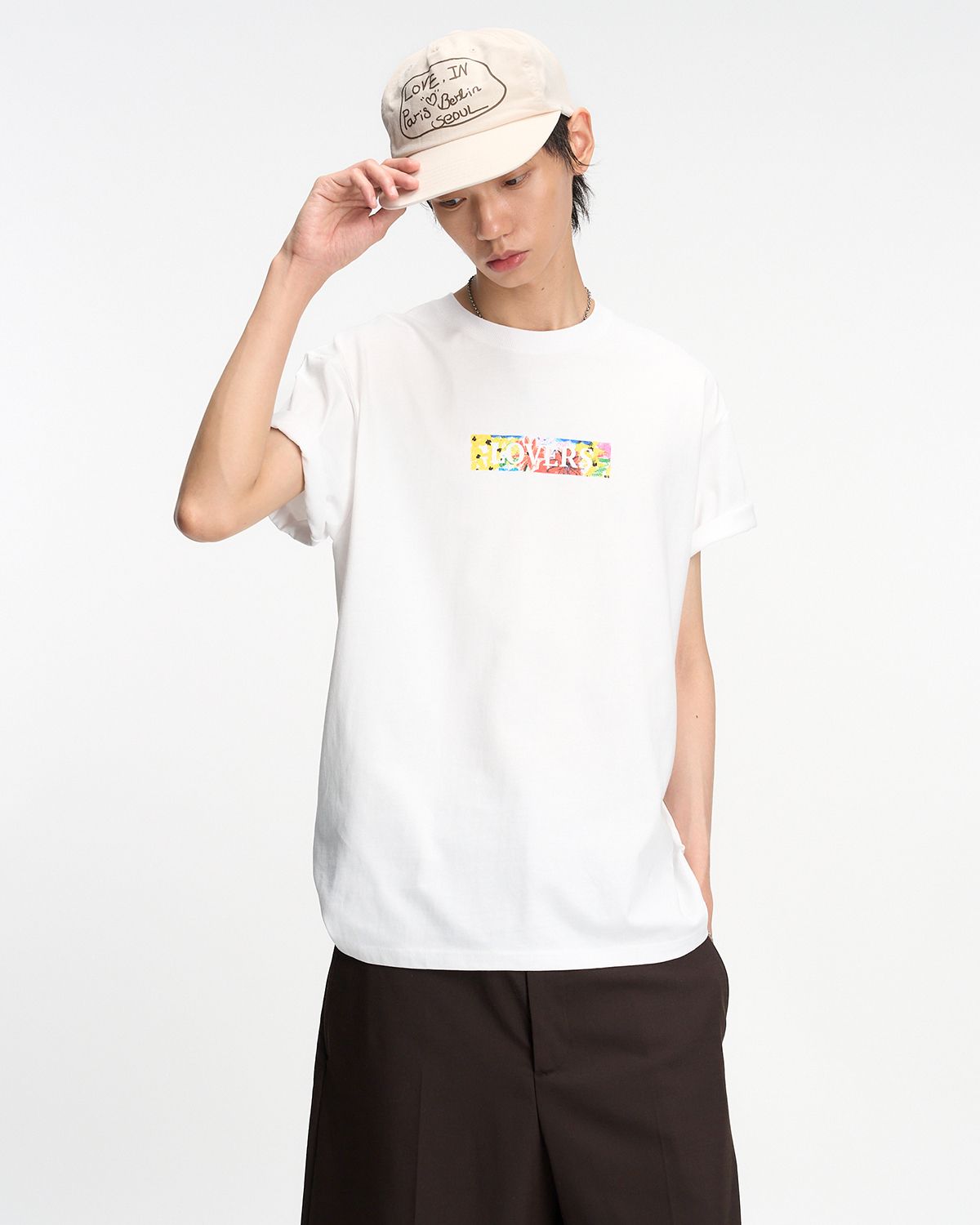 더뮤지엄비지터(THEMUSEUMVISITOR) FLOWER BOX LOVE OVERFIT T-SHIRT (WHITE)