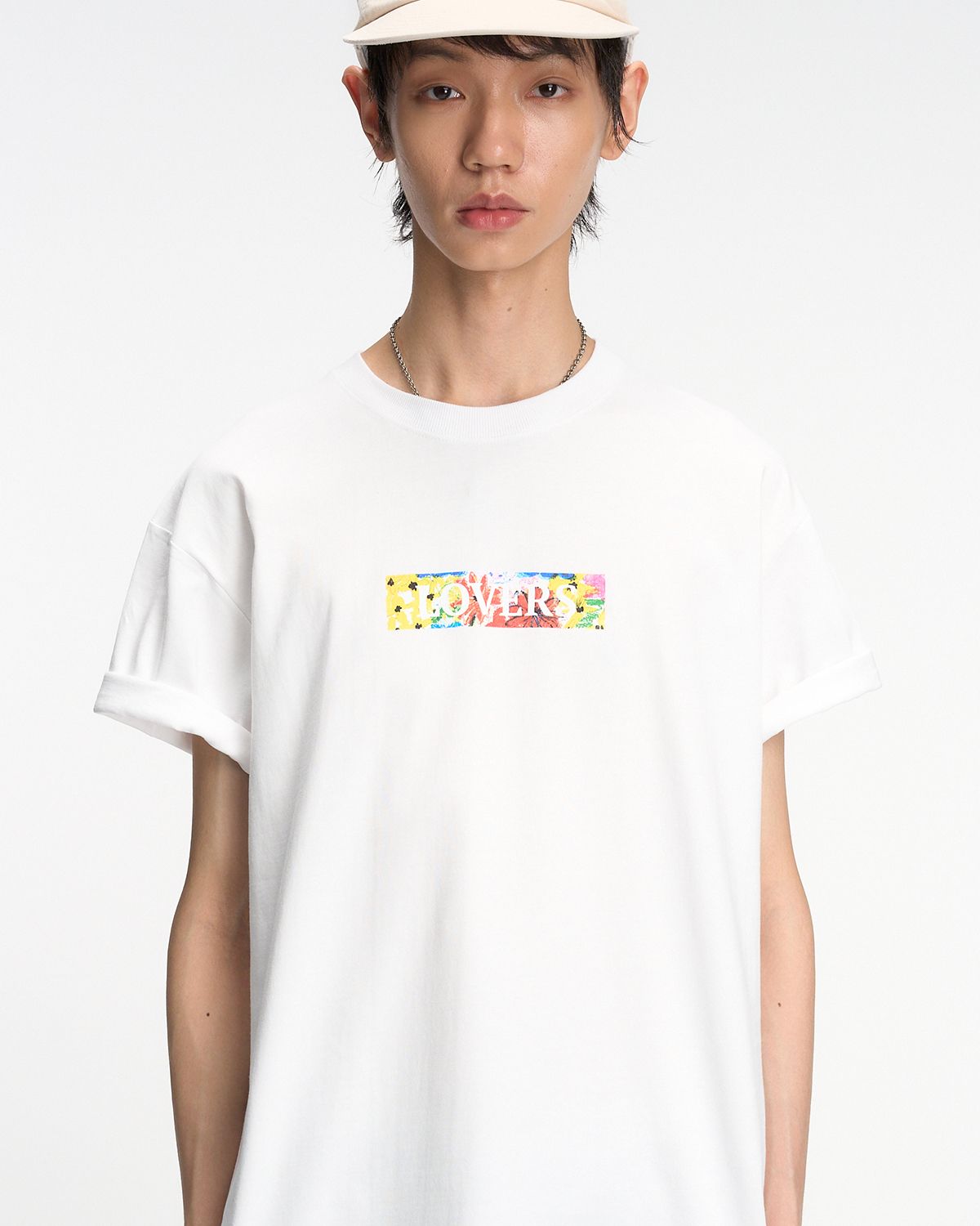더뮤지엄비지터(THEMUSEUMVISITOR) FLOWER BOX LOVE OVERFIT T-SHIRT (WHITE)