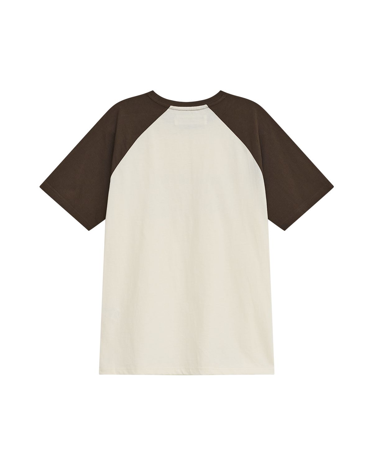 더뮤지엄비지터(THEMUSEUMVISITOR) RAGLAN COLOR BLOCK GRAPHIC T-SHIRT (BROWN)
