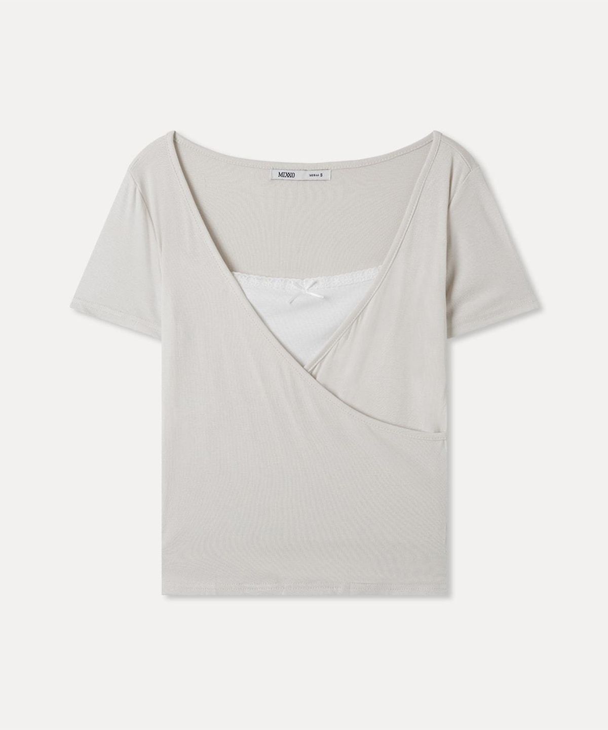 미쏘(MIXXO) 랩 레이어드 반팔 티셔츠 RE LWG44SS_MIWHWG75QS