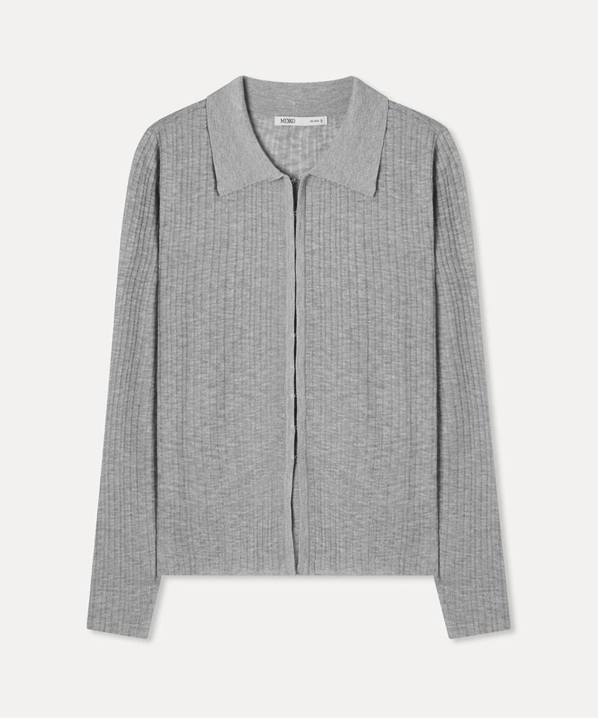 미쏘(MIXXO) 오픈카라 시스루 긴팔 가디건_MIWCKG612T