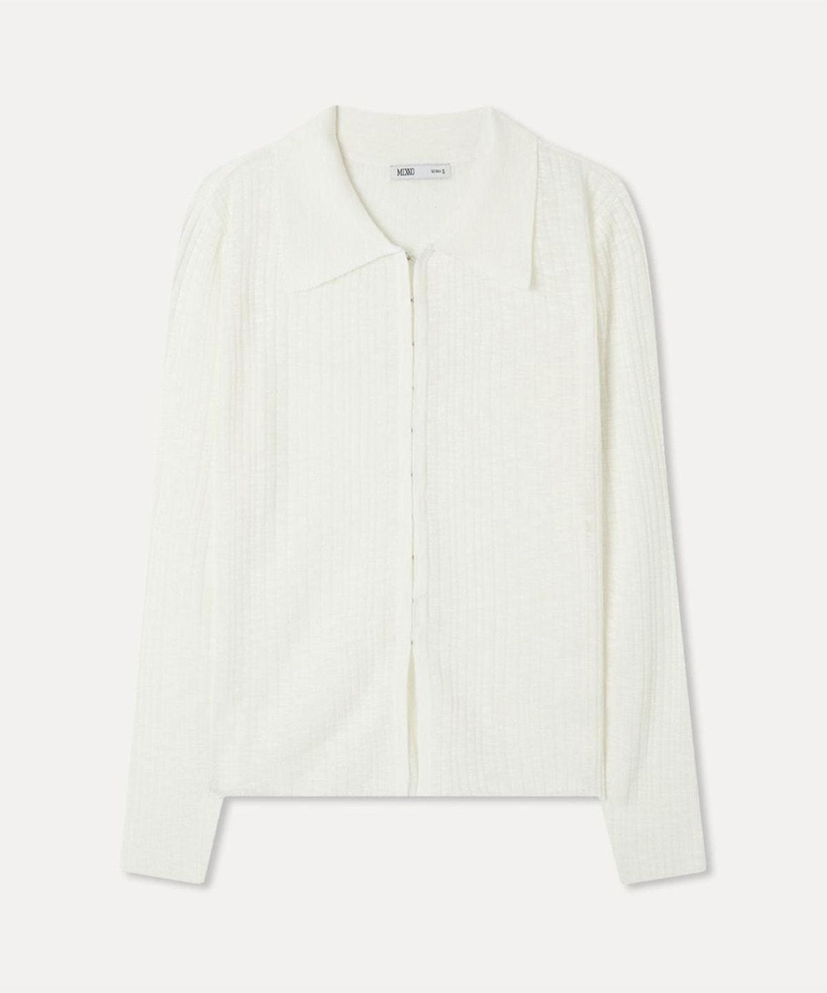 미쏘(MIXXO) 오픈카라 시스루 긴팔 가디건_MIWCKG612T