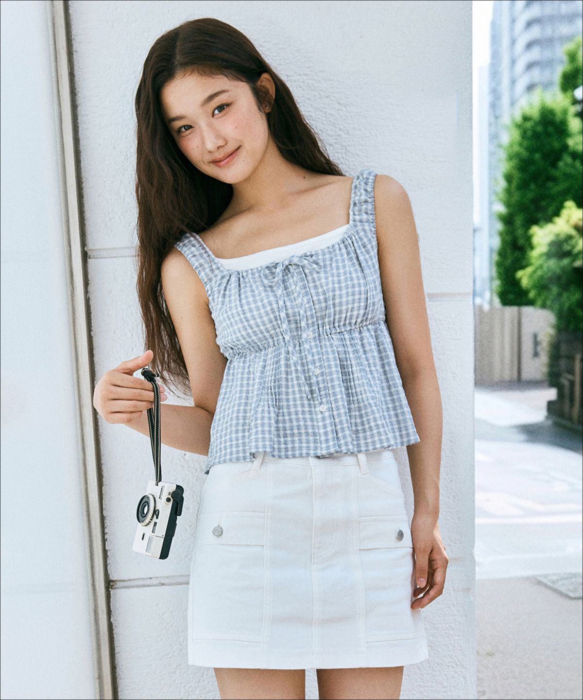 미쏘(MIXXO) 리본 셔링 나시 블라우스_MIWBNG701C