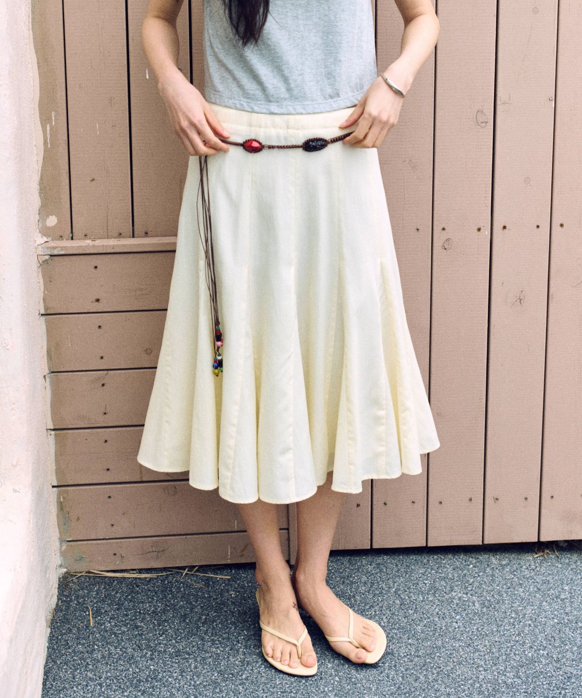 망고매니플리즈(MANGO MANY PLEASE) FLUTT FLARE SKIRT_VANILLA