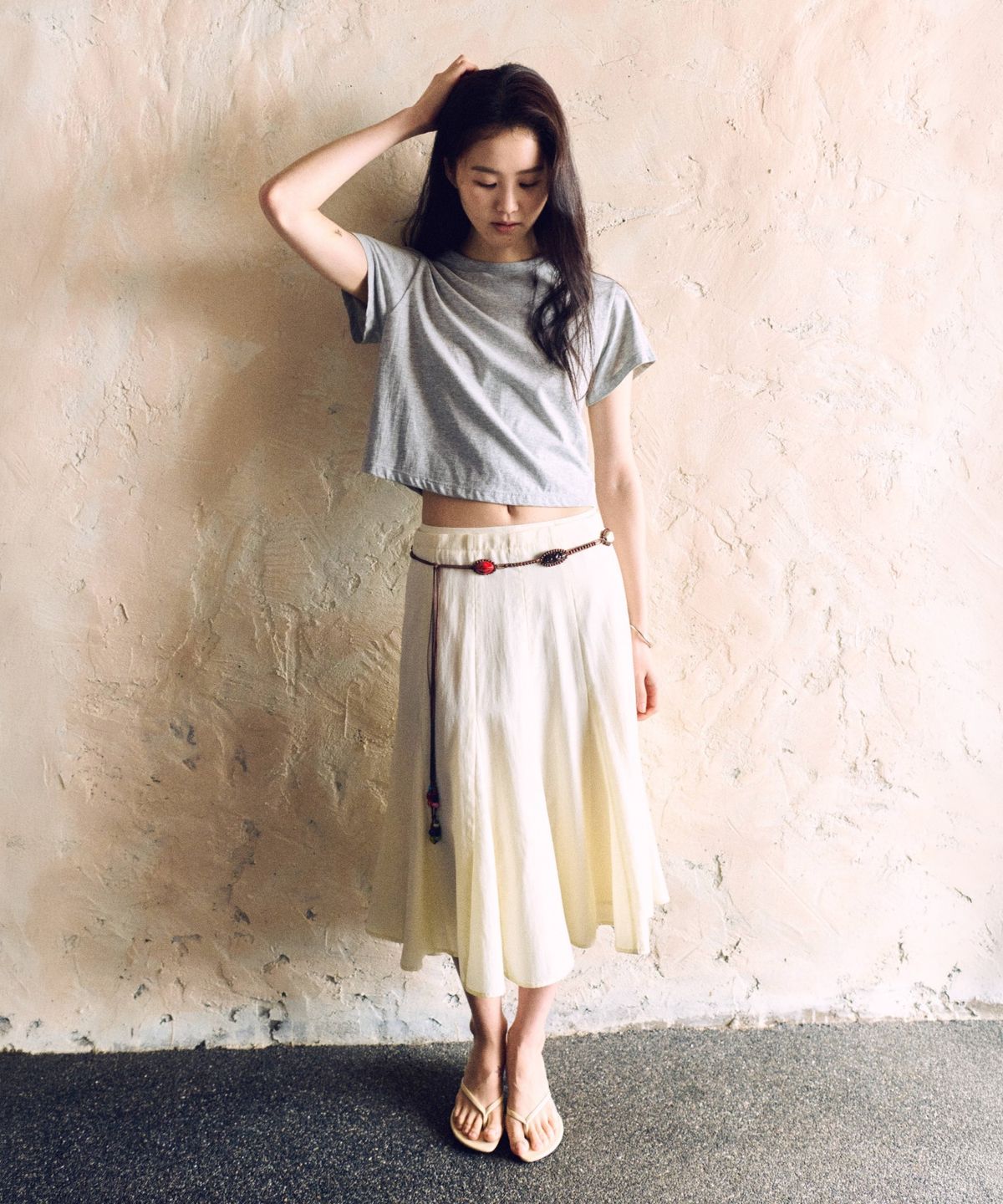 망고매니플리즈(MANGO MANY PLEASE) FLUTT FLARE SKIRT_VANILLA