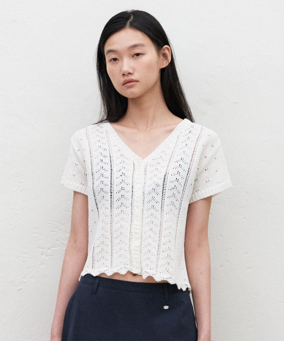 망고매니플리즈(MANGO MANY PLEASE) GINGER CROCHET CARDIGAN_IVORY