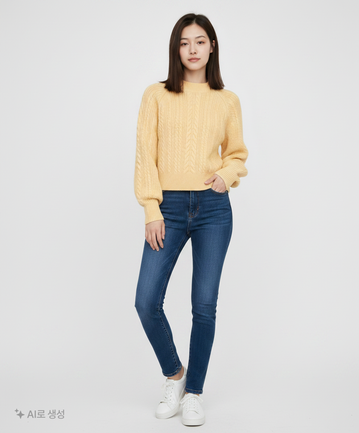 미쏘(MIXXO) 라운드 케이블 조직 스웨터 MIWKAAT64T M