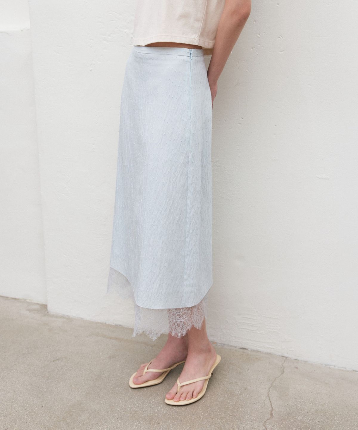 망고매니플리즈(MANGO MANY PLEASE) CHICOR LACE SKIRT_BLUE MINT