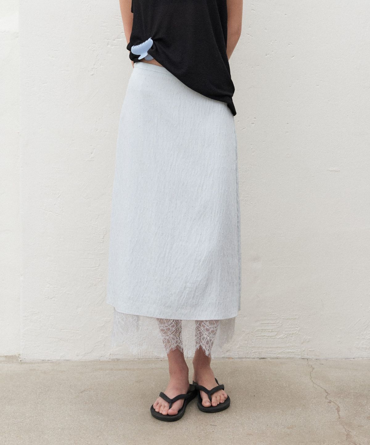 망고매니플리즈(MANGO MANY PLEASE) CHICOR LACE SKIRT_BLUE MINT