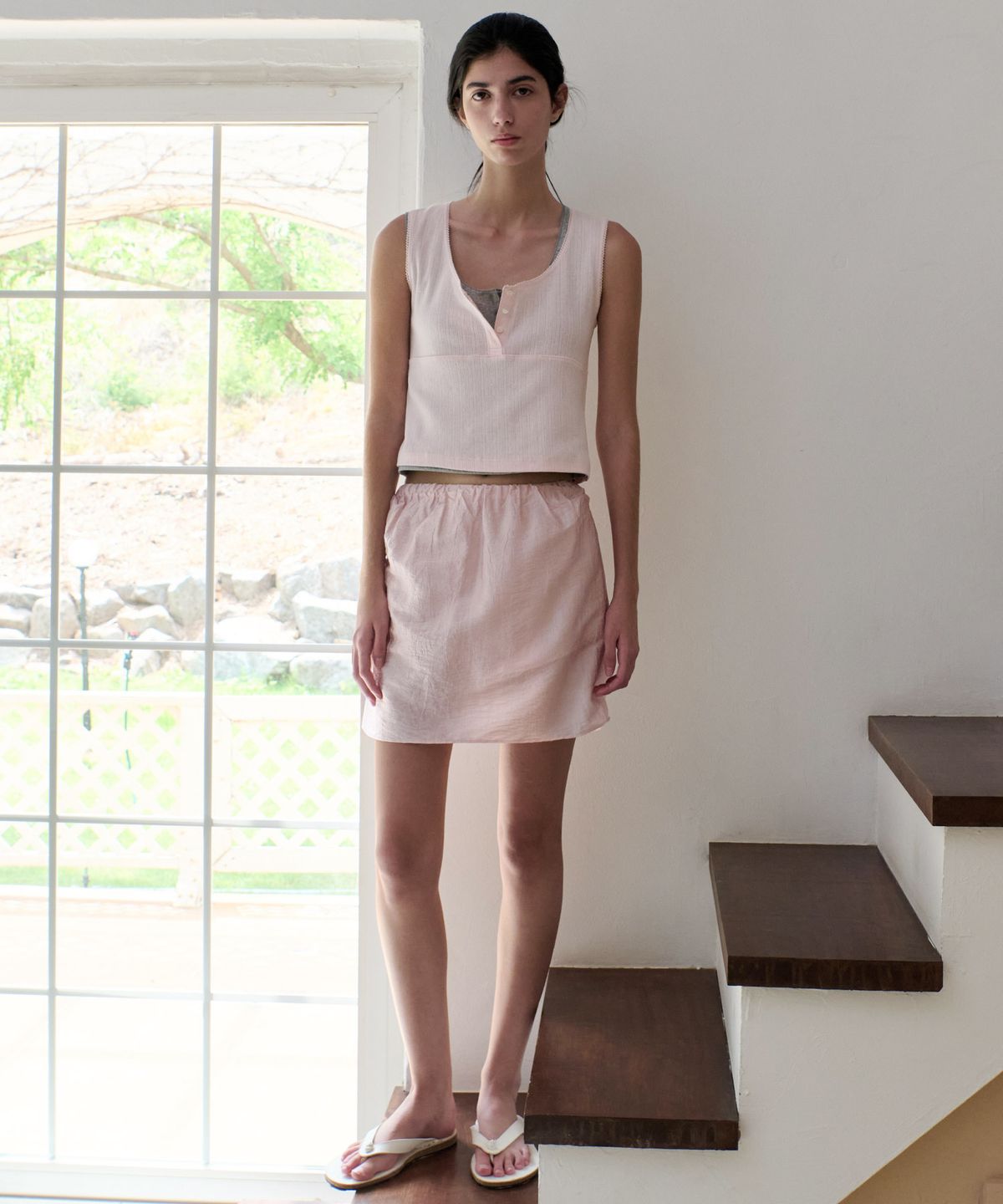 앤니즈(ANDNEEDS) Sietta satin midi skirt (pink)