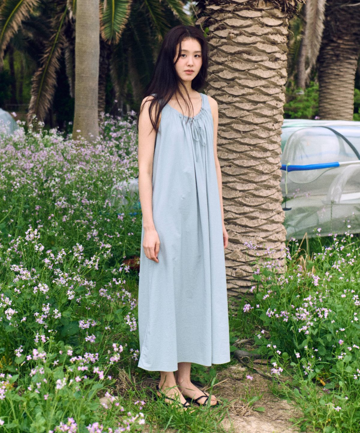 망고매니플리즈(MANGO MANY PLEASE) TIAMO FLARE ONE PIECE_BLUE