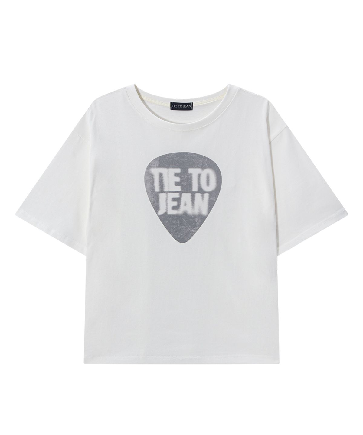 타이투진(TIE TO JEAN) 피크 그래픽 레귤러 핏 세미크롭 티셔츠 오프화이트
