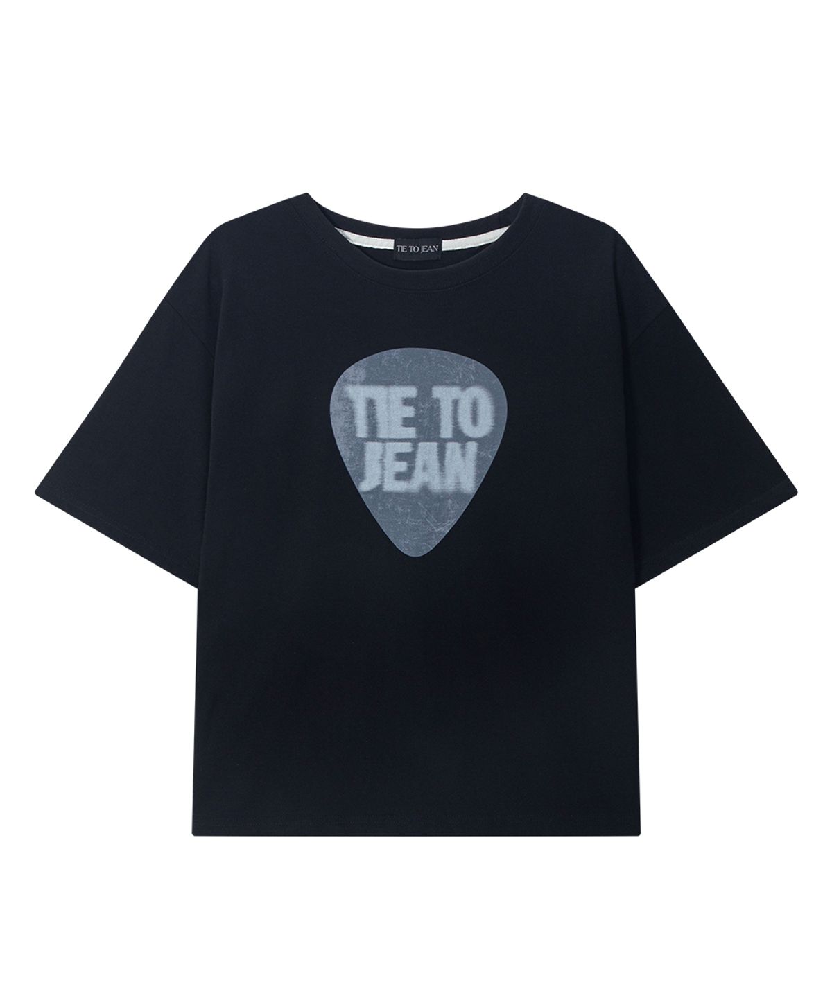 타이투진(TIE TO JEAN) 피크 그래픽 레귤러 핏 세미크롭 티셔츠 블랙