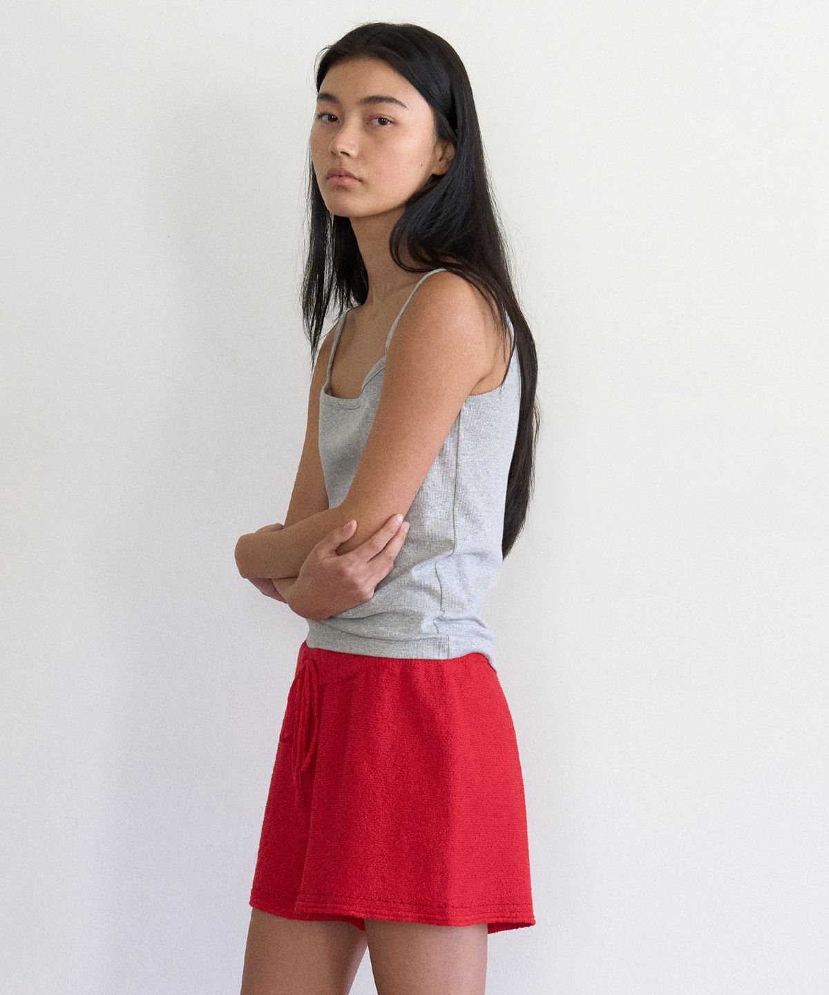 망고매니플리즈(MANGO MANY PLEASE) OASIS KNIT SHORTS_RED