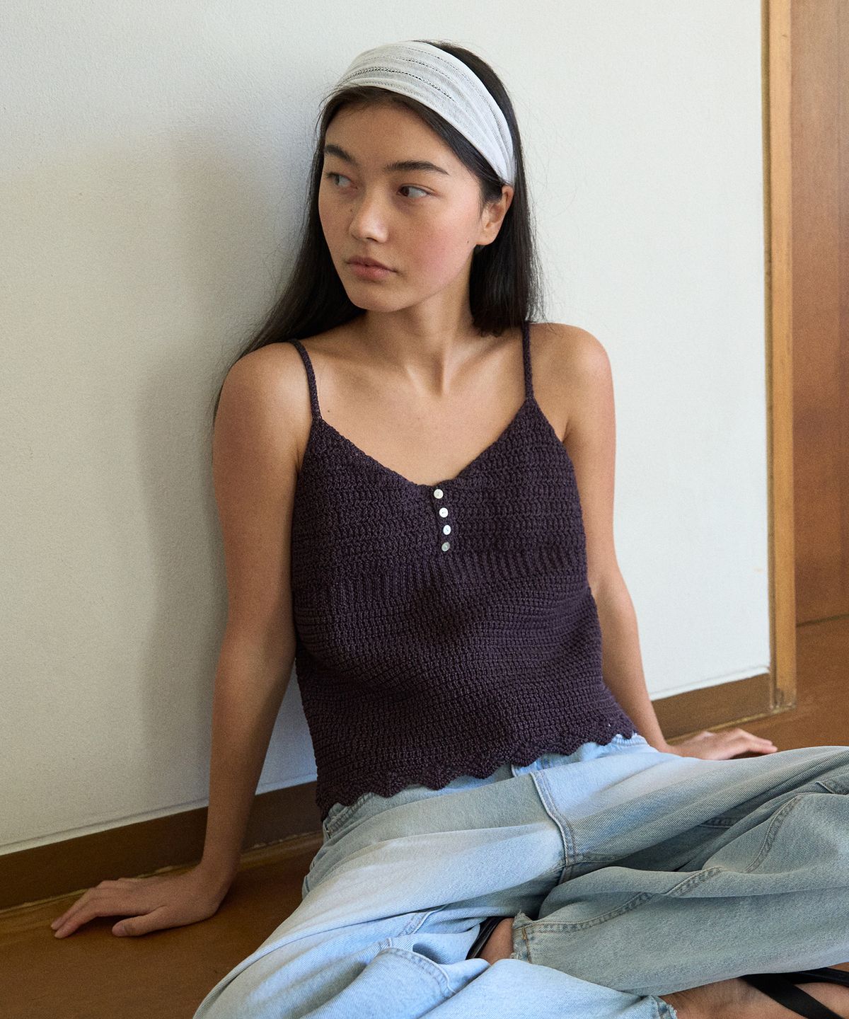 망고매니플리즈(MANGO MANY PLEASE) SAHARA KNIT BUSTIER_CHARCOAL