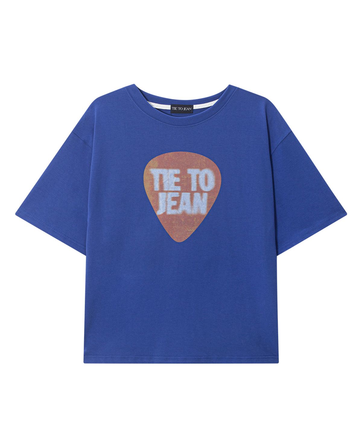 타이투진(TIE TO JEAN) 피크 그래픽 레귤러 핏 세미크롭 티셔츠 블루