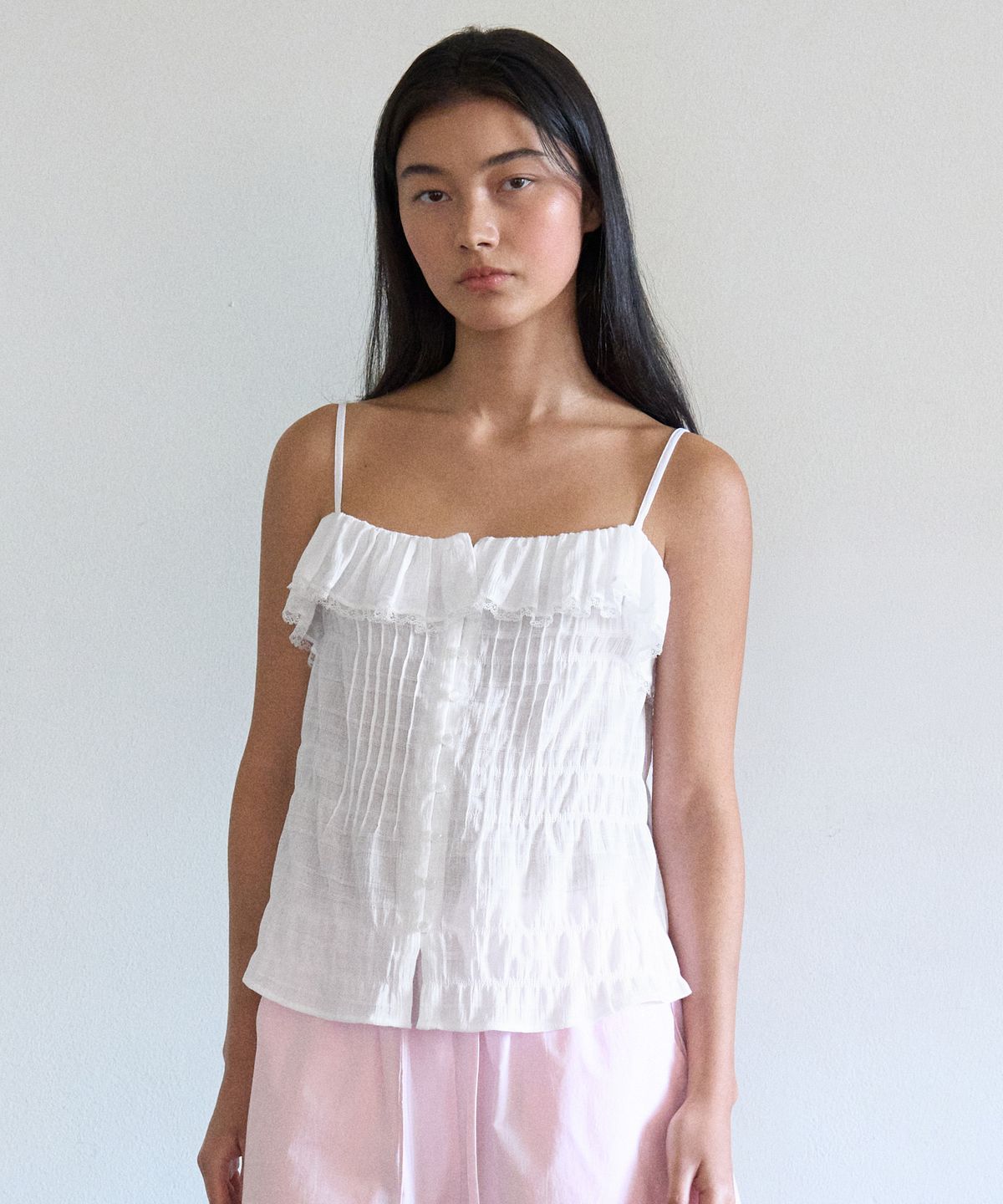 망고매니플리즈(MANGO MANY PLEASE) DASHA FRILL SLEEVELESS_IVORY