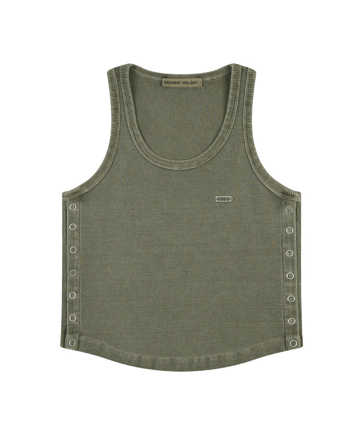 오디너리 홀리데이(ORDINARY HOLIDAY) OPEN SIDE SLEEVELESS T-SHIRT [KHAKI]