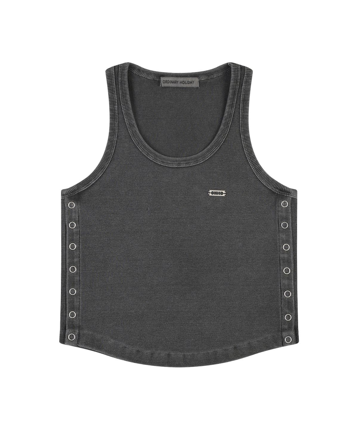 오디너리 홀리데이(ORDINARY HOLIDAY) OPEN SIDE SLEEVELESS T-SHIRT [CHARCOAL]