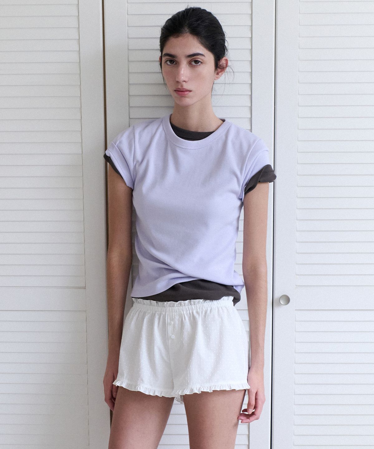 앤니즈(ANDNEEDS) Bessette half tee (lavender)