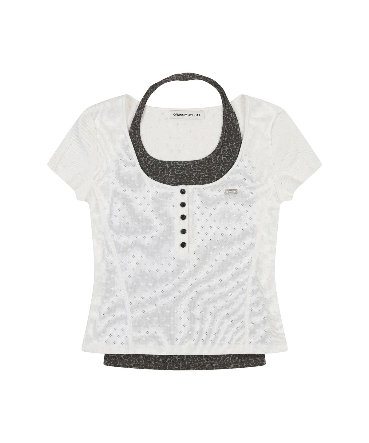 오디너리 홀리데이(ORDINARY HOLIDAY) HALTER LAYERED SHORT SLEEVE SET [WHITE]