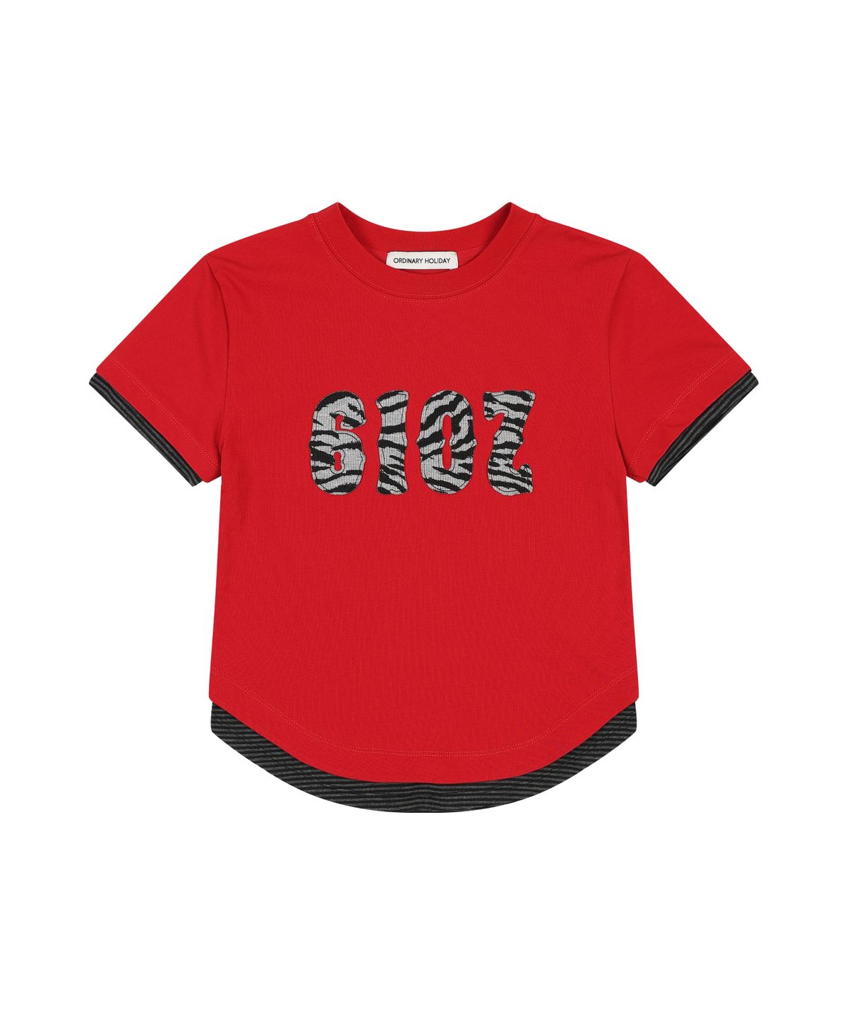 오디너리 홀리데이(ORDINARY HOLIDAY) STRIPE LAYERED T-SHIRT [RED]