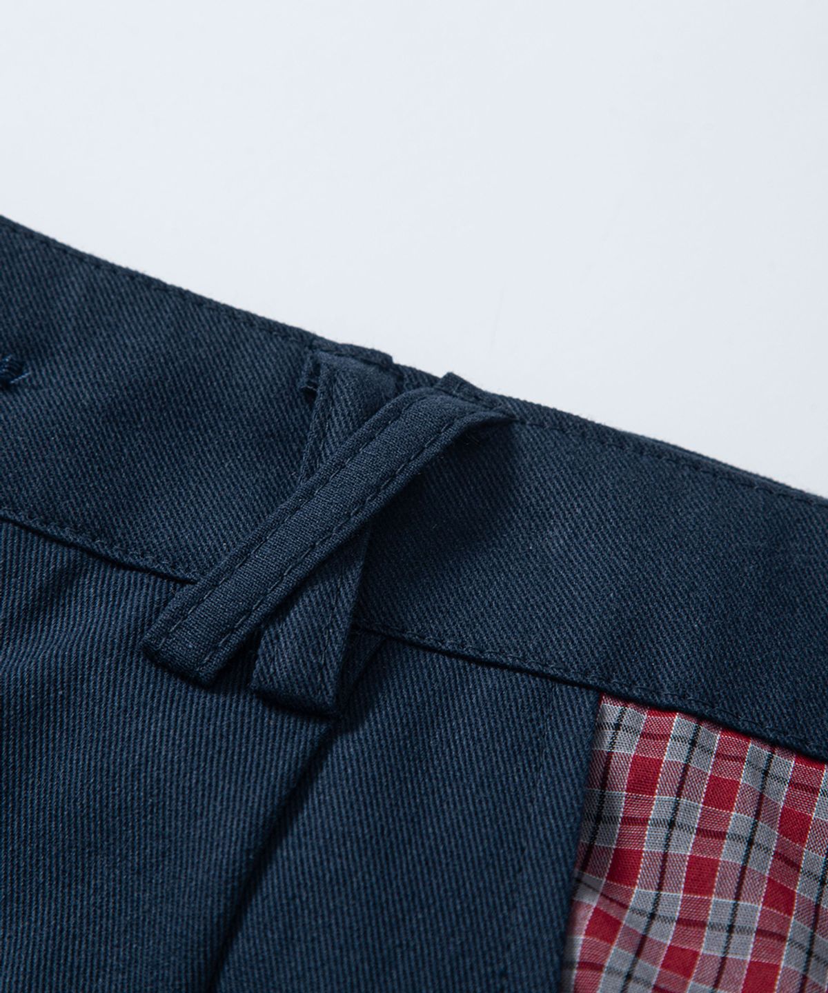 타이투진(TIE TO JEAN) 크로스 벨트 루프 체크 포켓 코튼 팬츠 네이비 블루