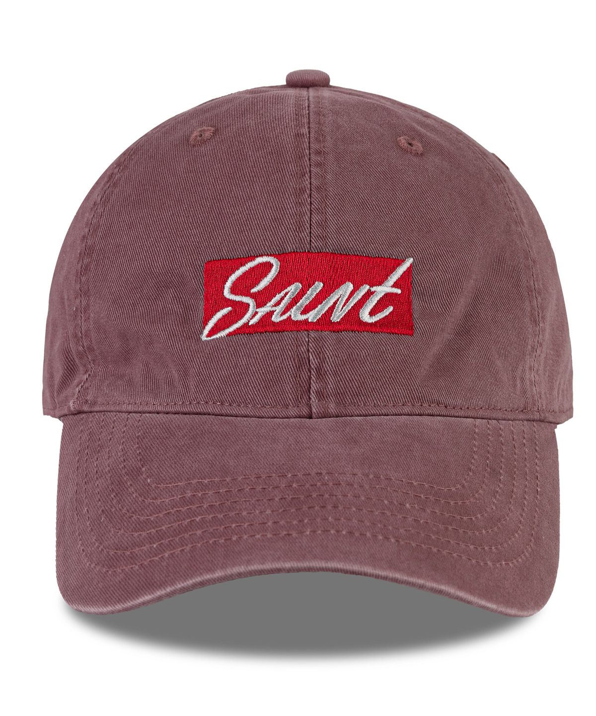 윅(WICK) Saint 박스로고 카치온 워싱 볼캡-버건디
