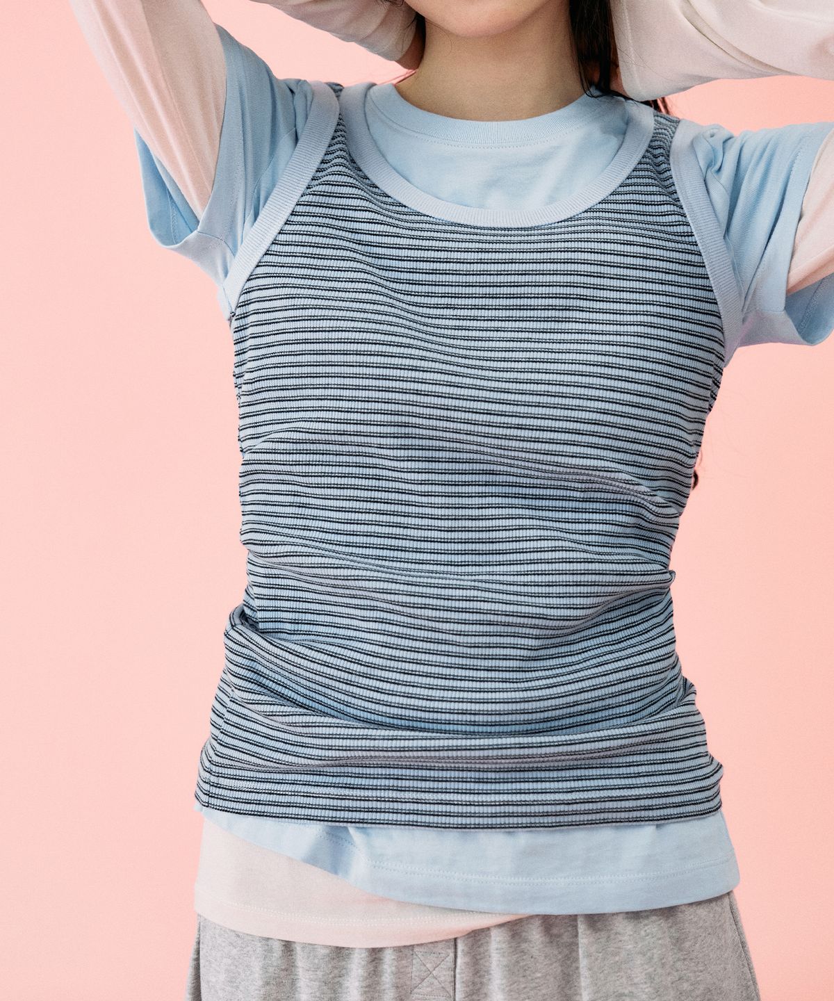 망고매니플리즈(MANGO MANY PLEASE) [ROUTINE] UNIT SLEEVELESS_SKY STRIPE