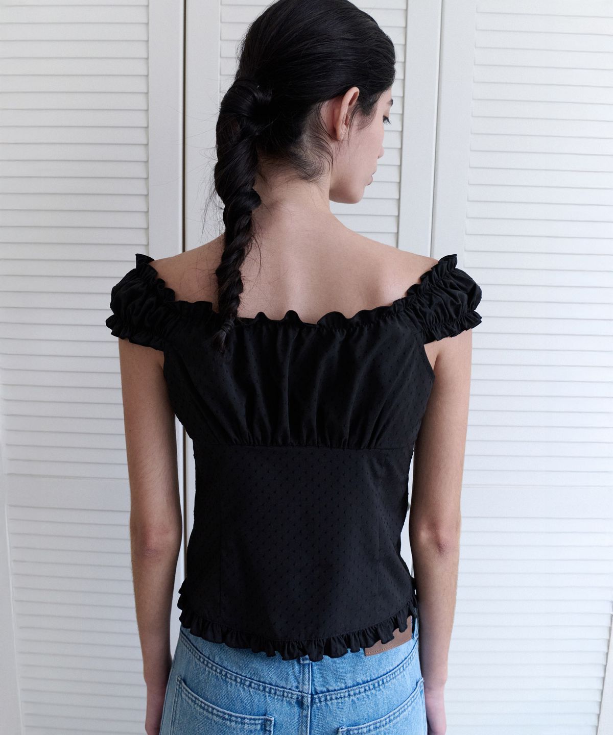 앤니즈(ANDNEEDS) Ella frill blouse (black)
