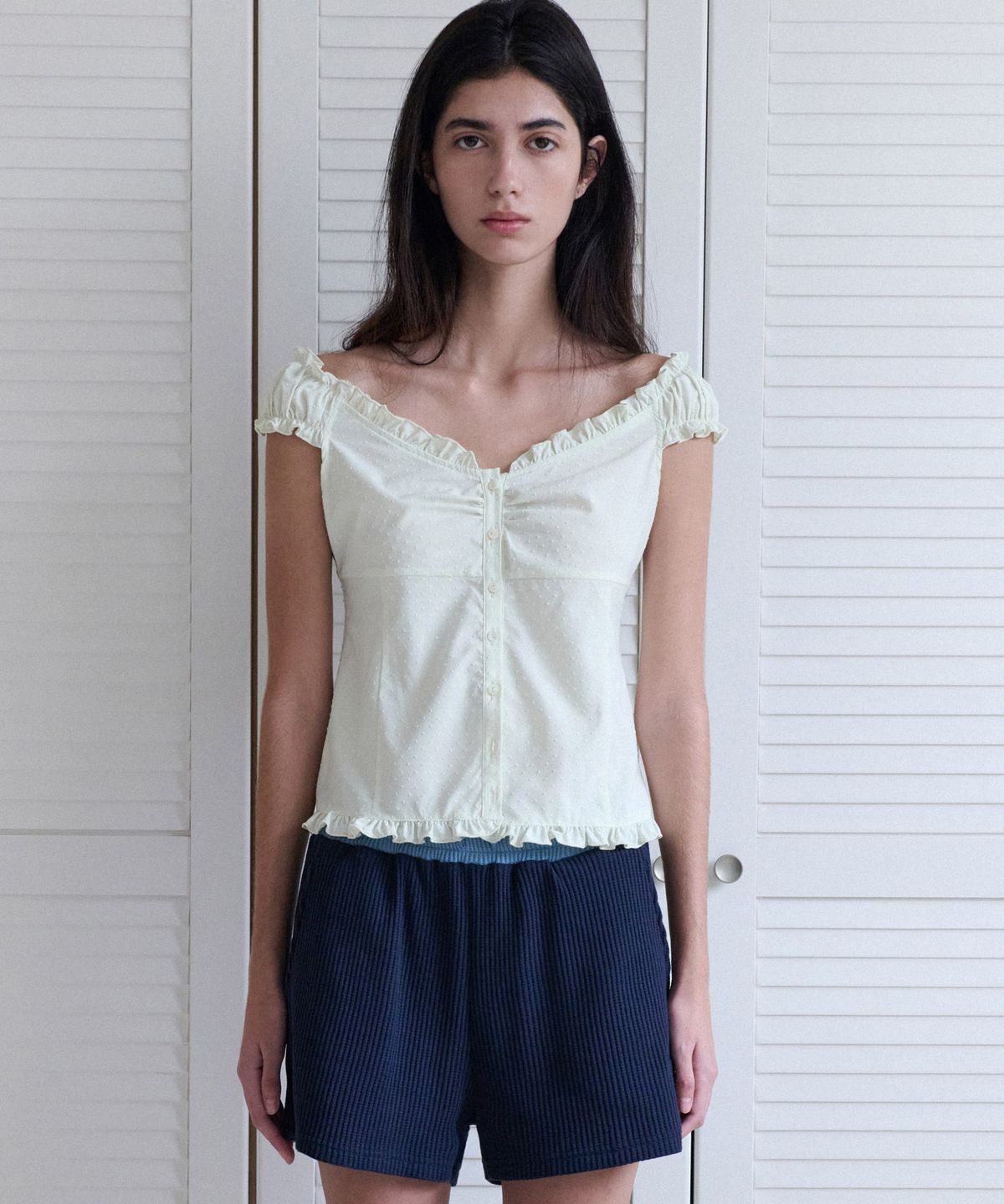 앤니즈(ANDNEEDS) Ella frill blouse (mint)