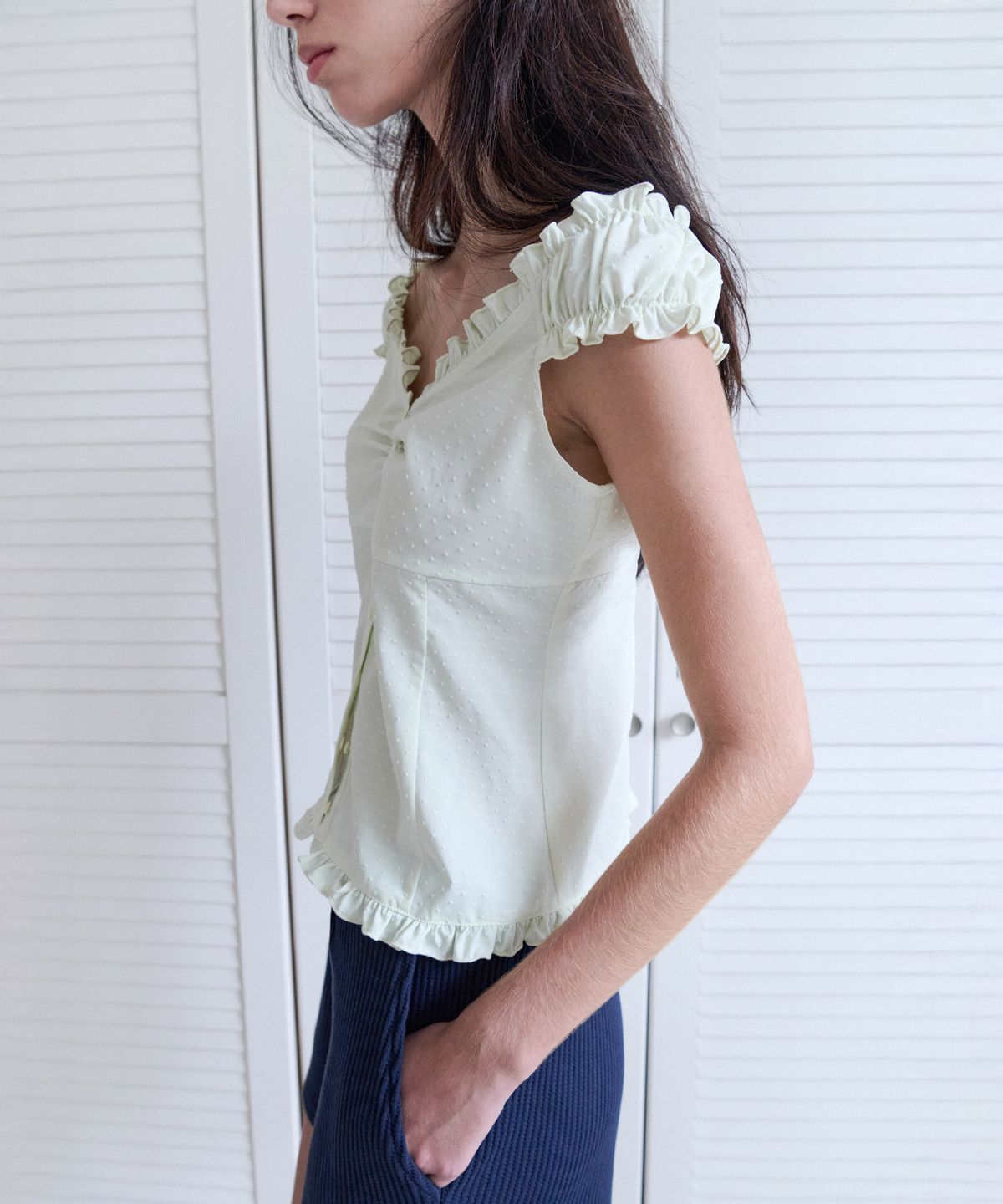 앤니즈(ANDNEEDS) Ella frill blouse (mint)