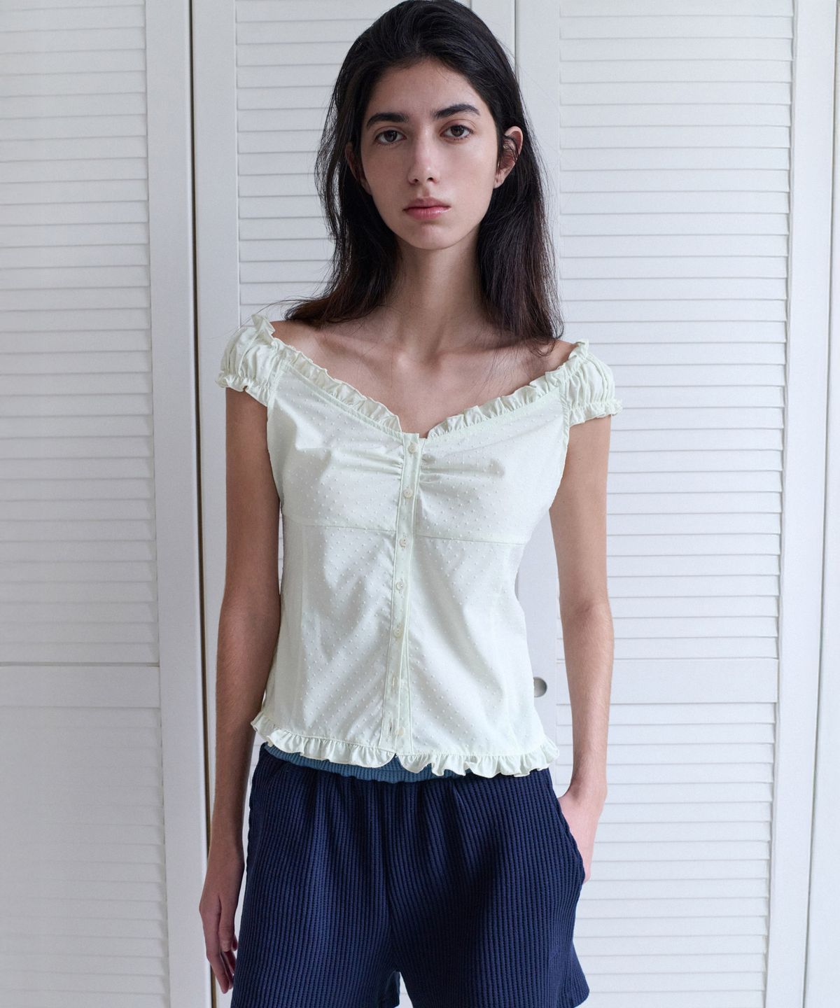 앤니즈(ANDNEEDS) Ella frill blouse (mint)