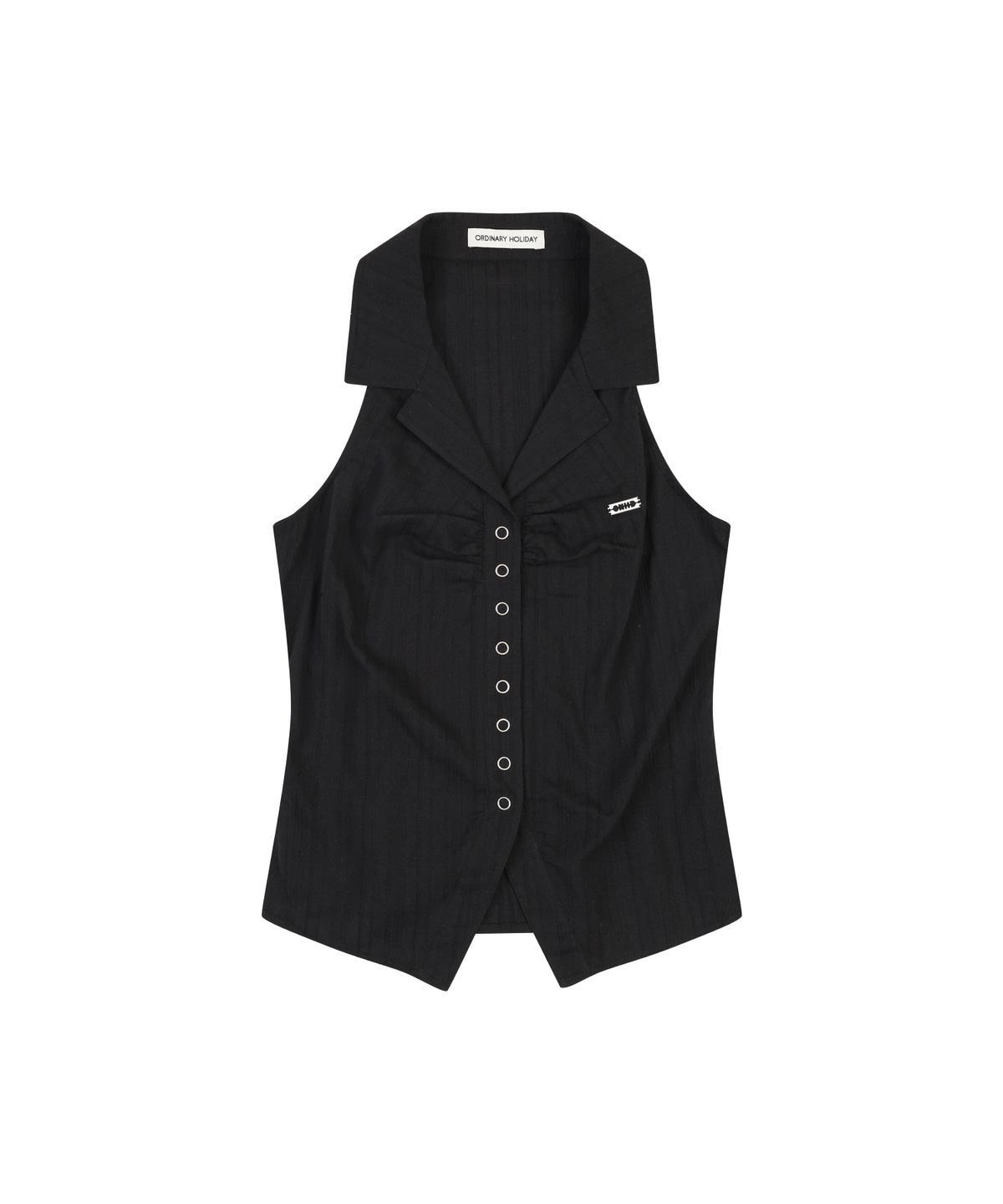 오디너리 홀리데이(ORDINARY HOLIDAY) SHIRRING SLEEVELESS SHIRT [BLACK]