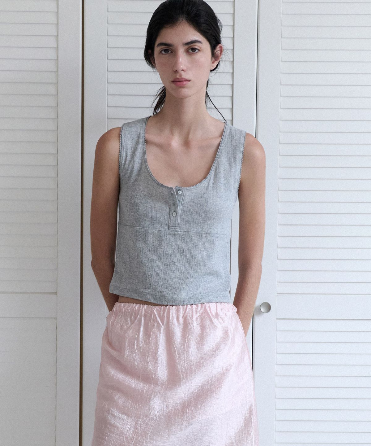 앤니즈(ANDNEEDS) Lazy punching sleeveless (melange gray)