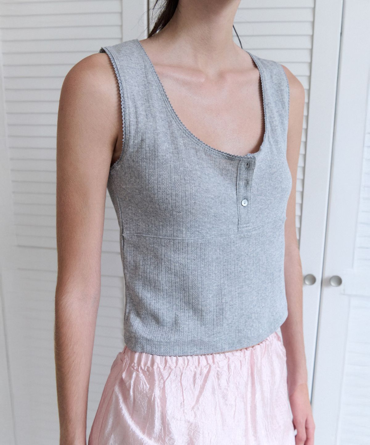 앤니즈(ANDNEEDS) Lazy punching sleeveless (melange gray)