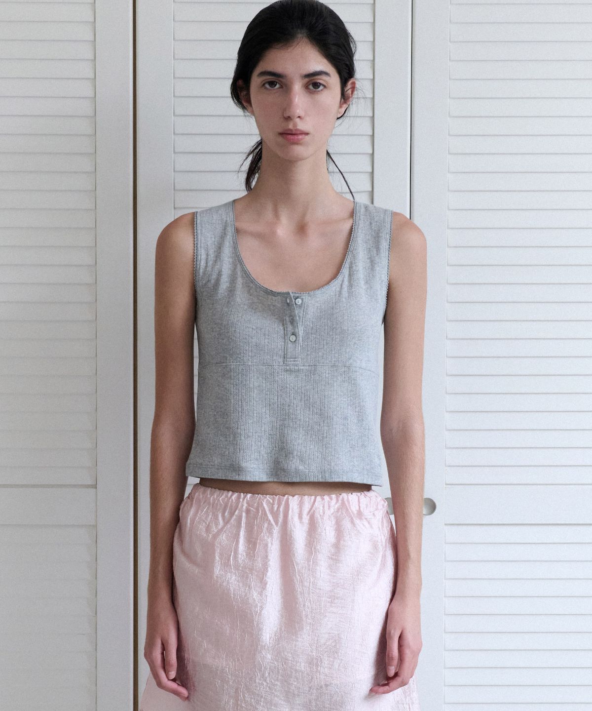 앤니즈(ANDNEEDS) Lazy punching sleeveless (melange gray)