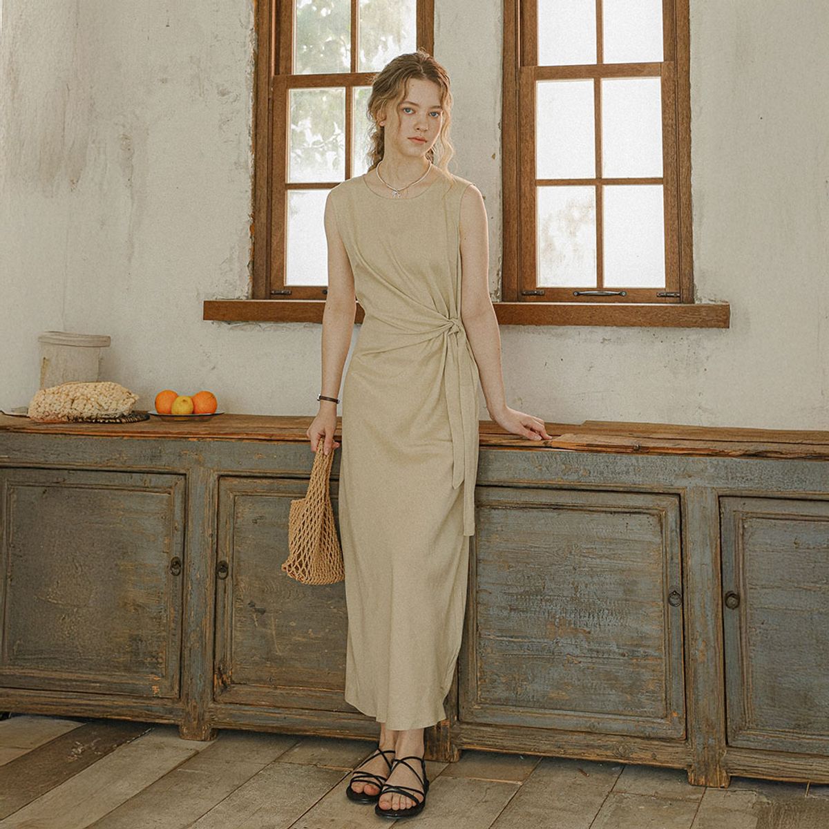 프라우드 마리(PROUD MARY) PM_Side tie drape dress_BEIGE