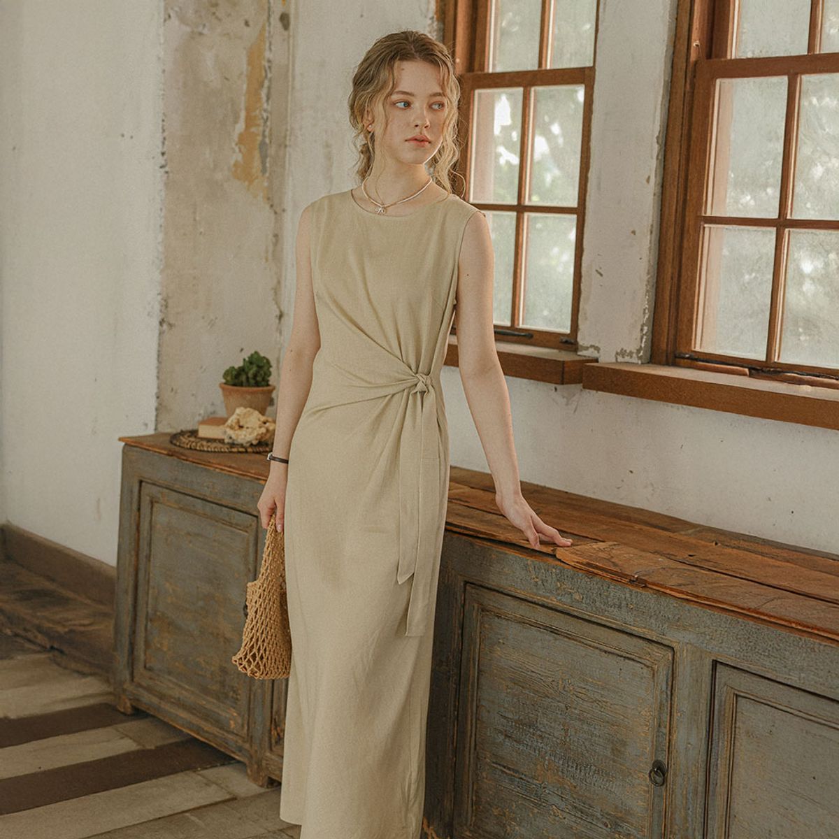 프라우드 마리(PROUD MARY) PM_Side tie drape dress_BEIGE