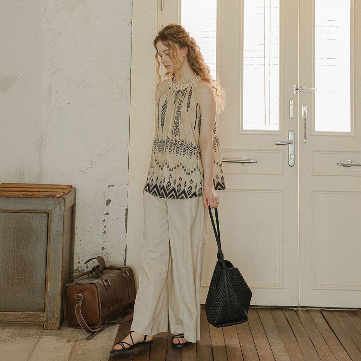 프라우드 마리(PROUD MARY) PM_Beaded ethnic halter sleeveless top_BEIGE