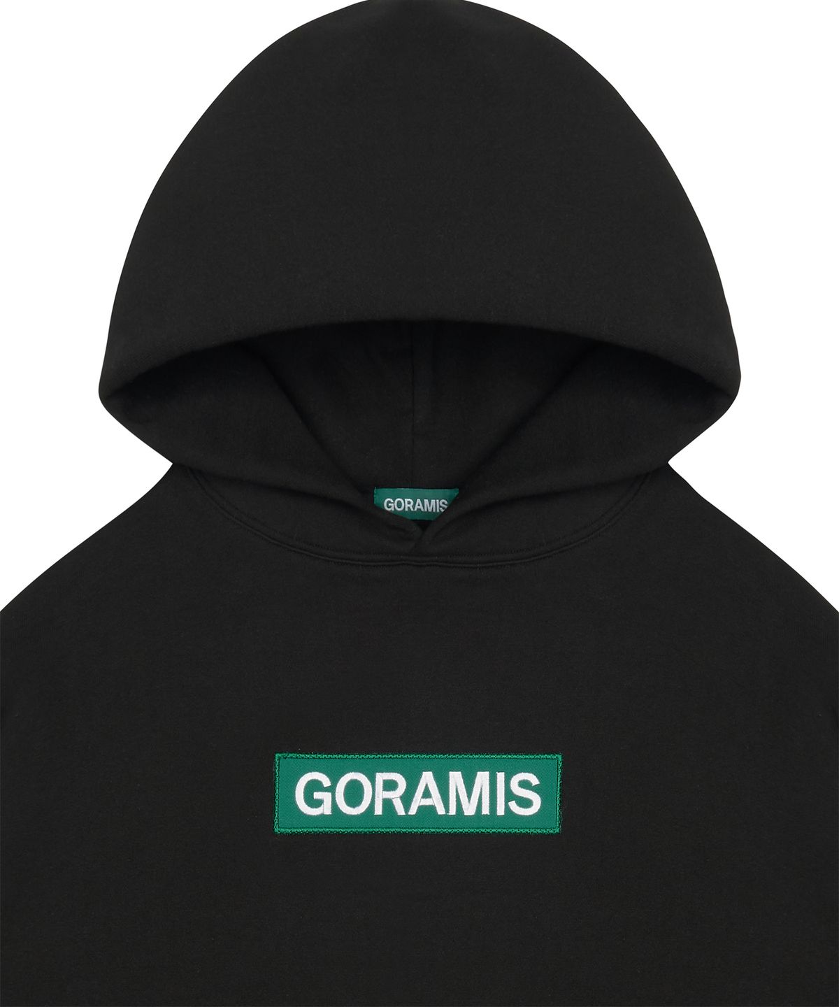 고라미스(GORAMIS) 빅 박스 와펜 기모 후드티 [BLACK]